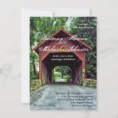 Rustieke houten overdekte brug bruiloft uitnodigin kaart (Voorkant)