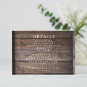 Rustieke houten pallet bruiloft details informatiekaartje (Staand voorkant)