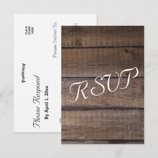 Rustieke houten pallet bruiloft - RSVP (Voorkant / Achterkant)