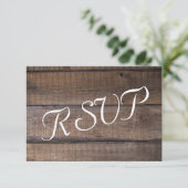 Rustieke houten pallet bruiloft - RSVP Kaartje (Staand voorkant)