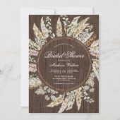 Rustieke houten Pampas gras Boho krans Bruidsdouch Kaart (Voorkant)