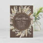 Rustieke houten Pampas gras Boho krans Bruidsdouch Kaart (Staand voorkant)