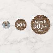 Rustieke houten panelen Gold Country Happy Birthda Confetti (Achterkanten)