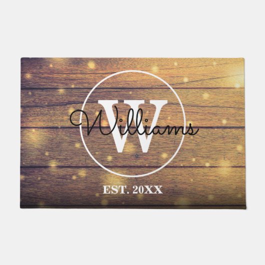 Rustieke houten panelen monogram schrift deurmat (Voorkant)