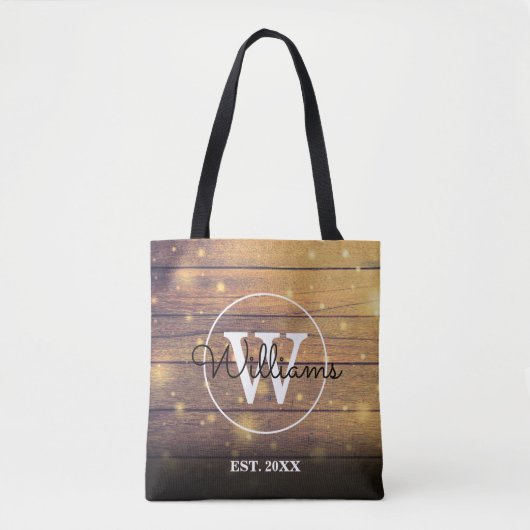 Rustieke Houten Panelen Monogram Tote Bag (Voorkant)