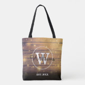 Rustieke Houten Panelen Monogram Tote Bag (Achterkant)