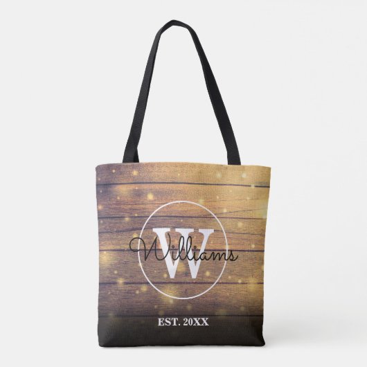 Rustieke Houten Panelen Monogram Tote Bag (Achterkant)