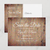 Rustieke Houten Panelen Regenboog Confetti Save th Aankondigingskaart (Voorkant / Achterkant)