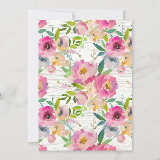 Rustieke Houten Pastel Bloemen Baby shower Invitat Kaart (Achterkant)