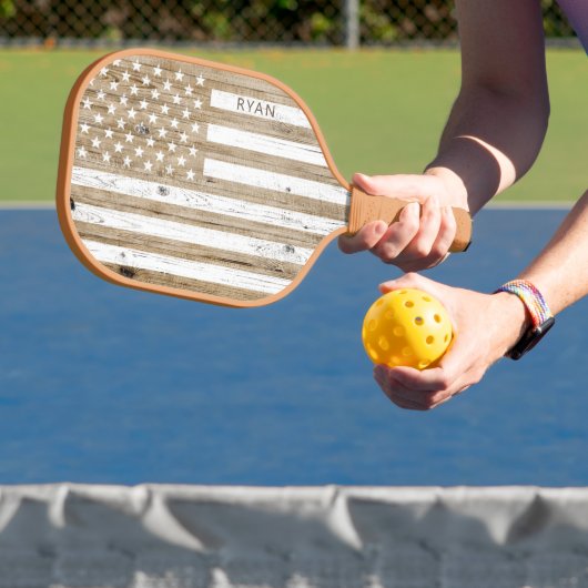 Rustieke Houten Patriottische Vlag van de VS Geper Pickleball Paddle (Insitu)