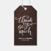 Rustieke houten patroon dank u wel belettering cadeaulabel (Voorkant)