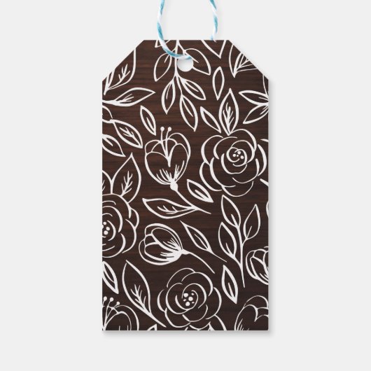 Rustieke houten patroon dank u wel belettering cadeaulabel (Achterkant)