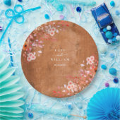 Rustieke Houten Perzik Wildbloemen Bloemen Bloemen Papieren Bordje (Feest)