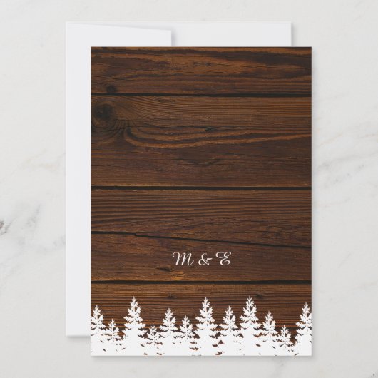 Rustieke Houten Pijnbomen Herfst Herfst Winter Wed Kaart (Achterkant)