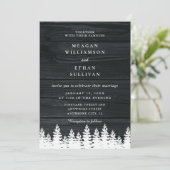 Rustieke Houten Pijnbomen Herfst Herfst Winter Wed Kaart (Staand voorkant)