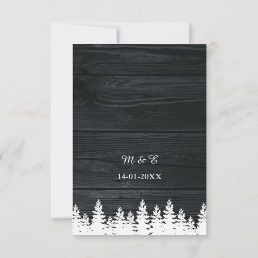 Rustieke Houten Pijnbomen Herfst Herfst Winter Wed RSVP Kaartje (Achterkant)