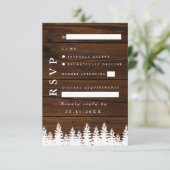Rustieke Houten Pijnbomen Herfst Herfst Winter Wed RSVP Kaartje (Staand voorkant)