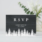 Rustieke Houten Pijnbomen Herfst Herfst Winter Wed RSVP Kaartje (Staand voorkant)