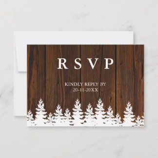 Rustieke Houten Pijnbomen Herfst Herfst Winter Wed RSVP Kaartje