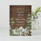 Rustieke Houten Pijnboom Berg Paar Douche Kaart (Staand voorkant)