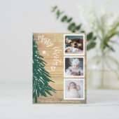 Rustieke Houten Pijnboom Fotocollage Kerstmis Feestdagenkaart (Staand voorkant)