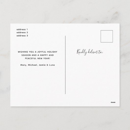 Rustieke Houten Pijnboom Fotocollage Kerstmis Feestdagenkaart (Achterkant)