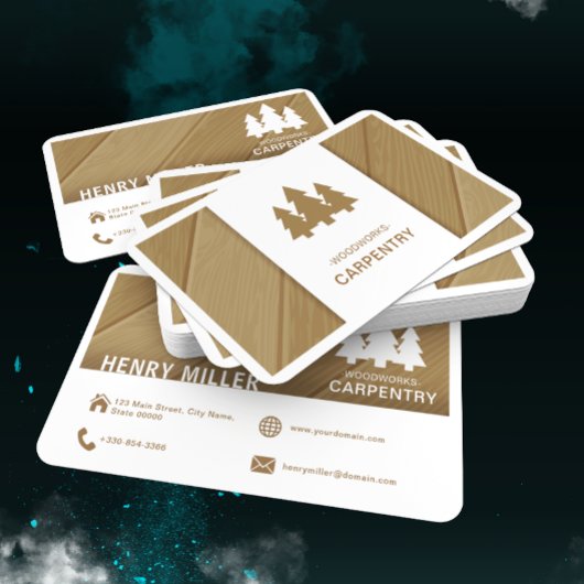 Rustieke Houten Pine Logo Carpentry Construction Visitekaartje