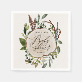 Rustieke houten plak baby shower partij servet