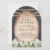 Rustieke houten plak bergbos boog baby shower kaart (Voorkant)