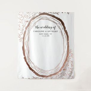 Rustieke houten plak copperfolie fotohokje achterg wandkleed