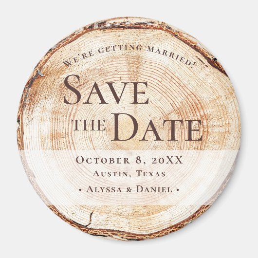 Rustieke houten plak custom save the date trouwdag magneet (Voorkant)