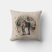 Rustieke houten plak foto bruiloft monogram kussen (Voorkant)