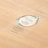 Rustieke houten plak groen wedding acryl uitnodigingen (Laagn)