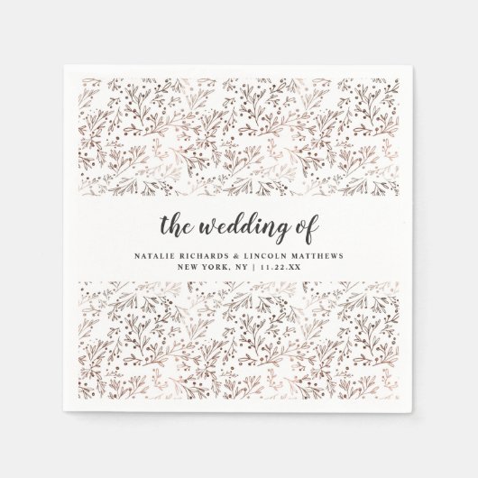 Rustieke Houten Plak Koper Folie Bruiloft Monogram Servet (Voorkant)