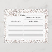Rustieke houten plak koperen bruid om recept Kaart (Achterkant)