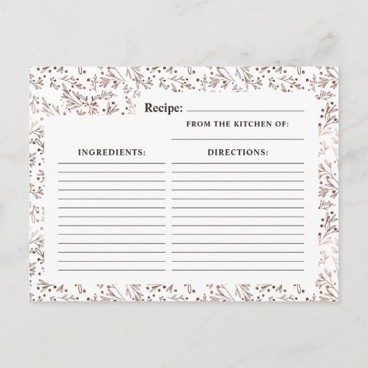 Rustieke houten plak koperen bruid om recept Kaart (Achterkant)