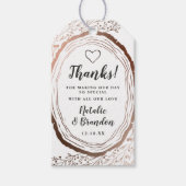 Rustieke houten plak koperen Folie bruiloft dank u Cadeaulabel (Voorkant)