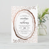 Rustieke houten plak koperen Folie herfstbruiloft Kaart (Staand voorkant)