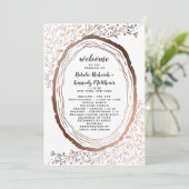 Rustieke houten plak koperen Folie trouwceremonie Programmakaart (Staand voorkant)