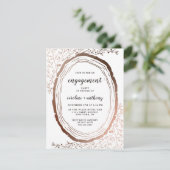 Rustieke houten plak koperen Folie verlovingsfeest Kaart (Staand voorkant)