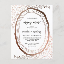 Rustieke houten plak koperen Folie verlovingsfeest Kaart