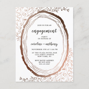 Rustieke houten plak koperen Folie verlovingsfeest Kaart