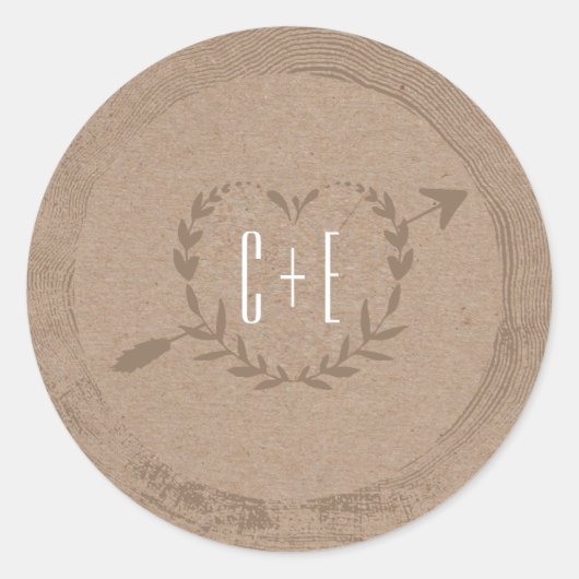 Rustieke houten plak | Monogram Sticker (Voorkant)
