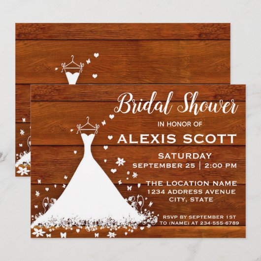 Rustieke houten plank en trouwjurk Vrijgezellenfee Kaart (Voorkant / Achterkant)