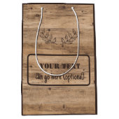 Rustieke houten plank met optionele tekst geschenk medium cadeauzakje (Voorkant)