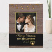 Rustieke Houten plank Mr en Mrs Christmas Kaart (Voorkant)