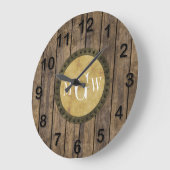 Rustieke Houten Planken #1 Steampunk 3 Monogram Grote Klok (Hoek)