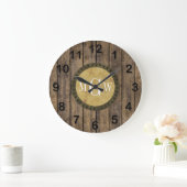 Rustieke Houten Planken #1 Steampunk 3 Monogram Grote Klok (Huis)
