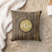 Rustieke houten planken #1 Steampunk 3 Monogram Kussen (Deken)