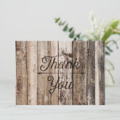 Rustieke houten planken dank u bedankkaart (Staand voorkant)